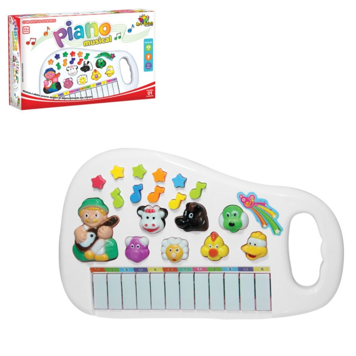 Piano Infantil Teclado Musical Com Sons De Bichinhos Bichos Animais  Pianinho Tecladinho Bebê Presente Menino Menina Cor: - Ri Happy