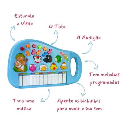 Piano Infantil Teclado Musical Com Sons De Bichinhos Bichos