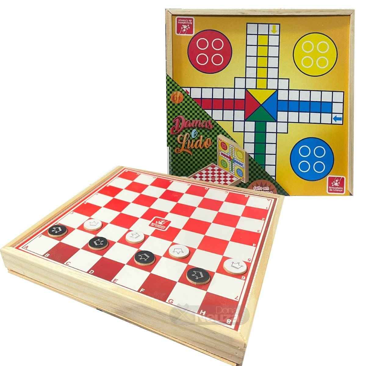 Jogo De Dama E Ludo Educativo Infantil Tabuleiro Em Madeira