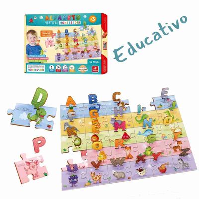 Memória Figuras e Letras 52 Peças Jogo Educativo de Madeira Pedagógico  Brinquedos Educativos Bambalalão Brinquedos Educativos