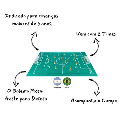Jogo de Futebol de Botão - 2 Seleções - Brasil x Argentina - Gulliver
