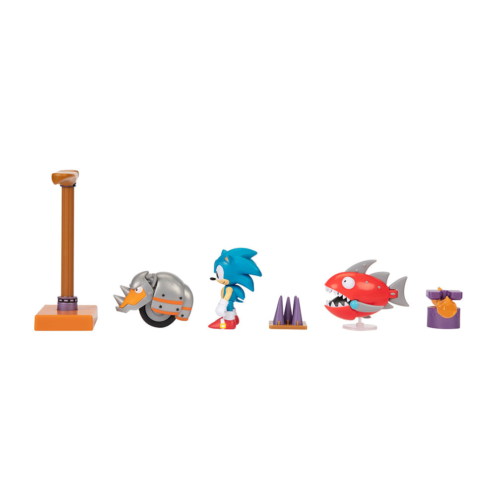Bonecos Sonic e Tails e Cenário Conjunto Diorama Candide