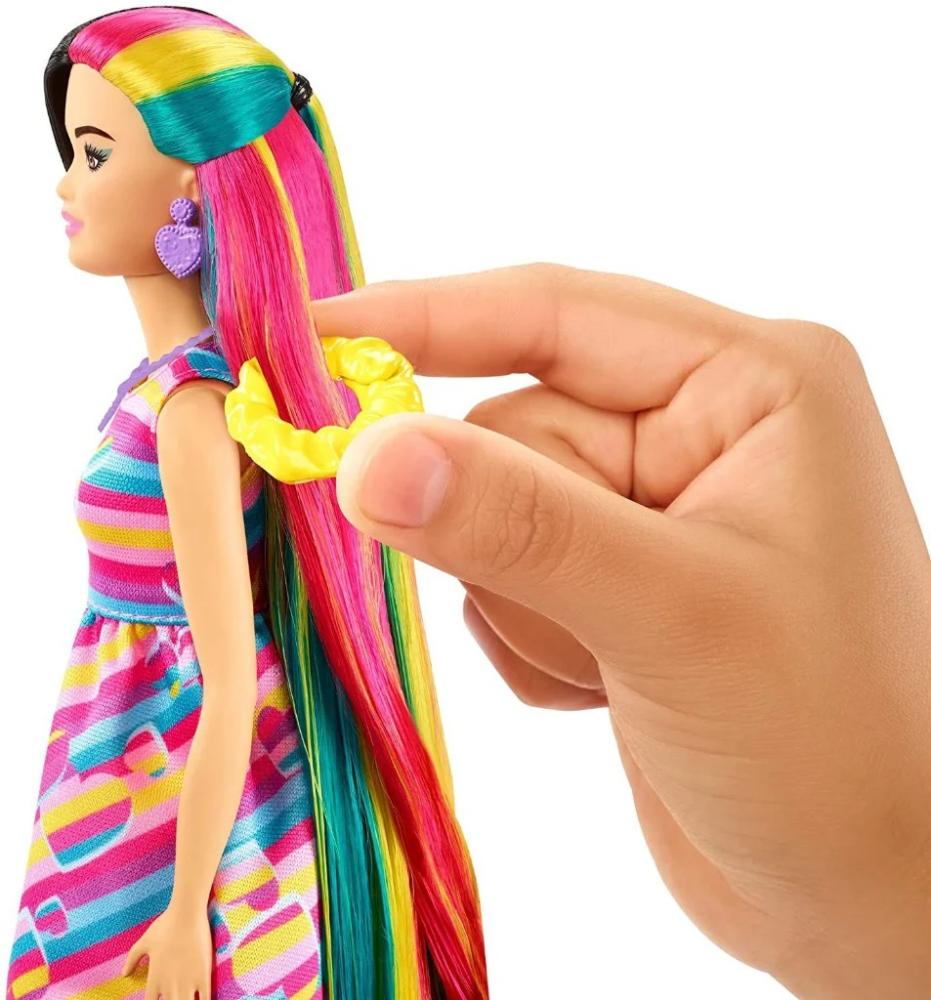 Boneca Barbie Totally Hair Pente Cabelo Troca Cor Acessorios - Rosa