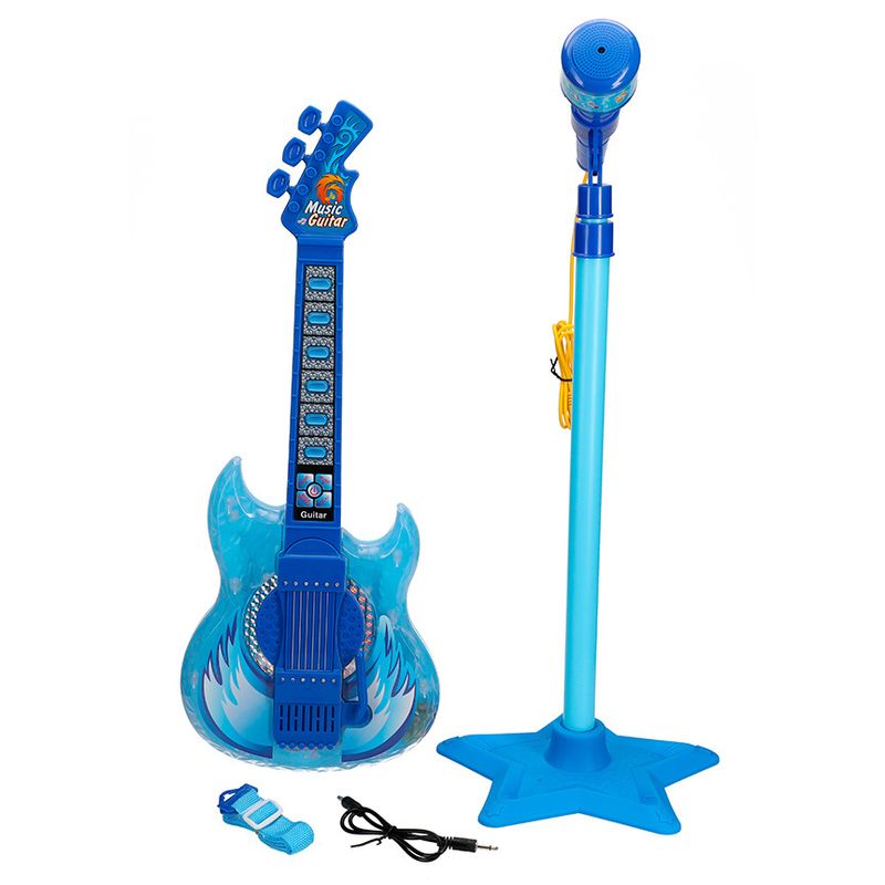 Guitarra-Infantil-com-Microfone---Karaoke---Kids-Band---Azul---Etitoys-0