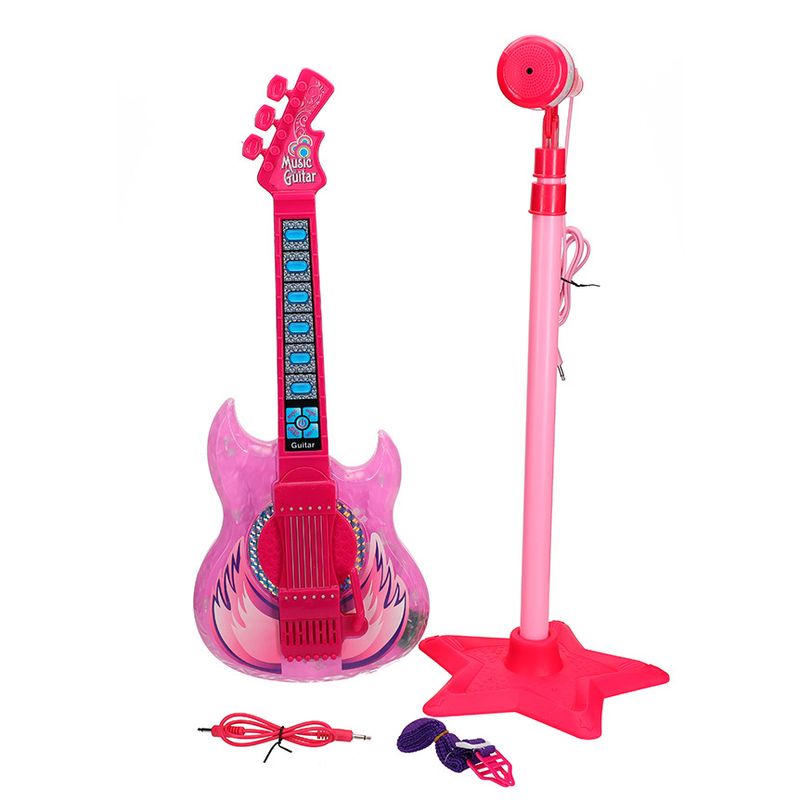 Guitarra-Infantil-com-Microfone---Karaoke---Kids-Band---Rosa---Etitoys-0