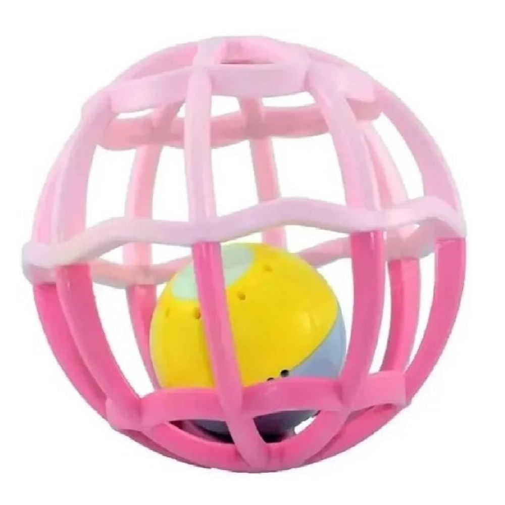 Baby Ball Rosa Com Luz E Som para Bebês Buba Ri Happy