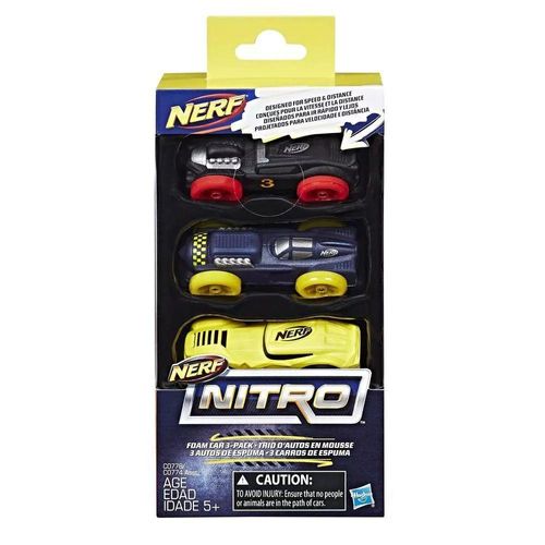 Nerf Nitro Kit Com 3 Carros De Espuma Hasbro