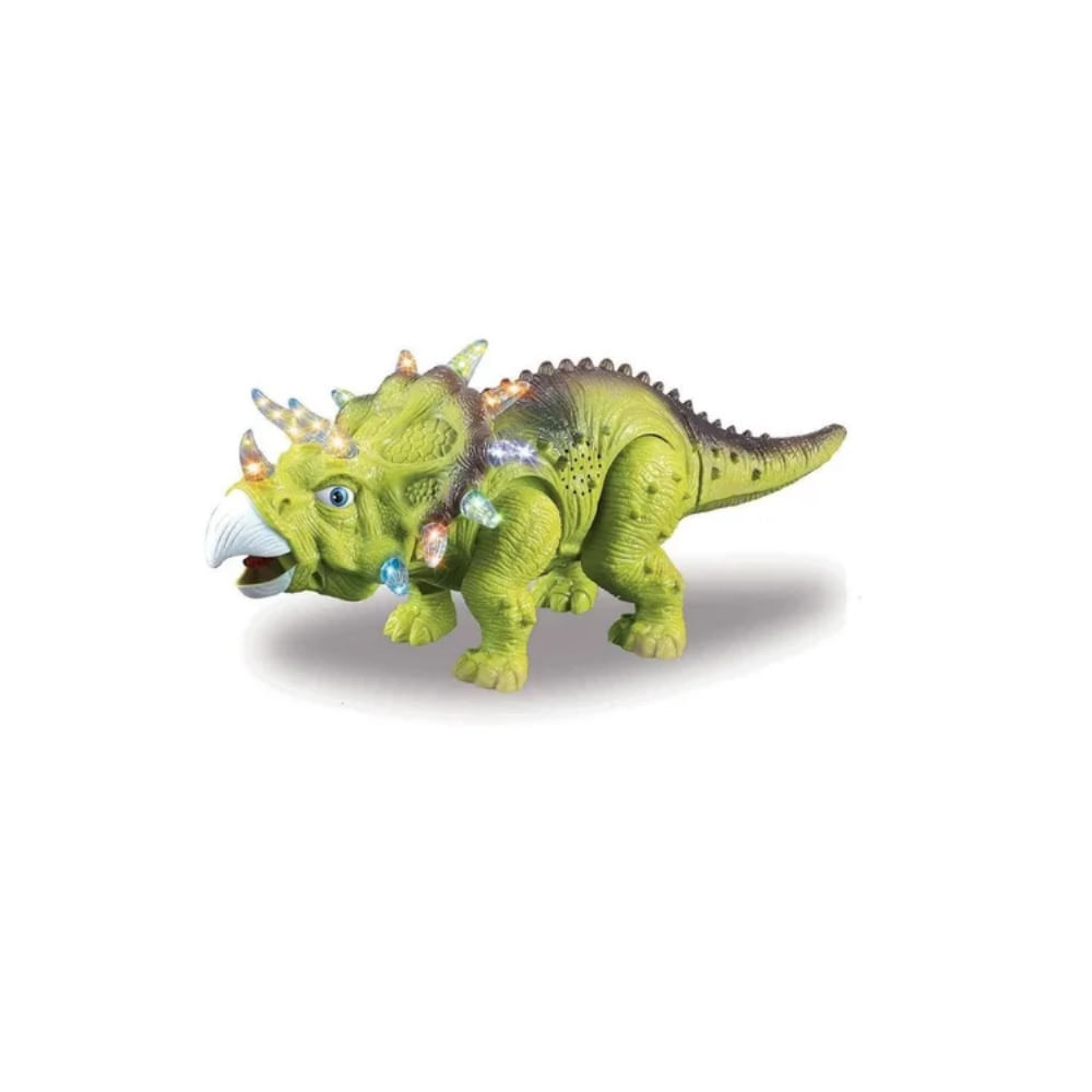 DINOSSAURO COM SOM E LUZ TRICERATOPS VERDE ZOOP TOYS ZP00161