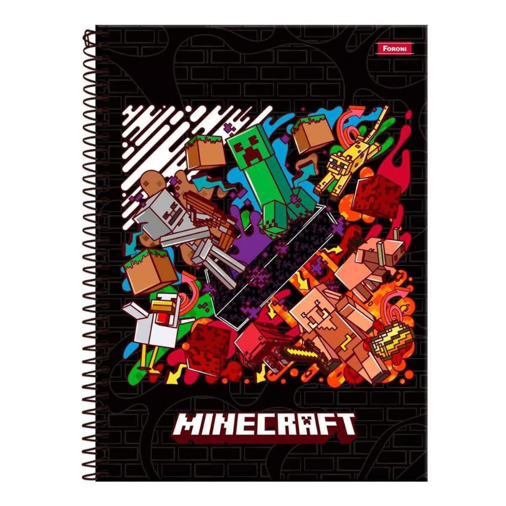 Kit Caderno Brochurão 80Fls E Desenho Espiral Minecraft no Shoptime