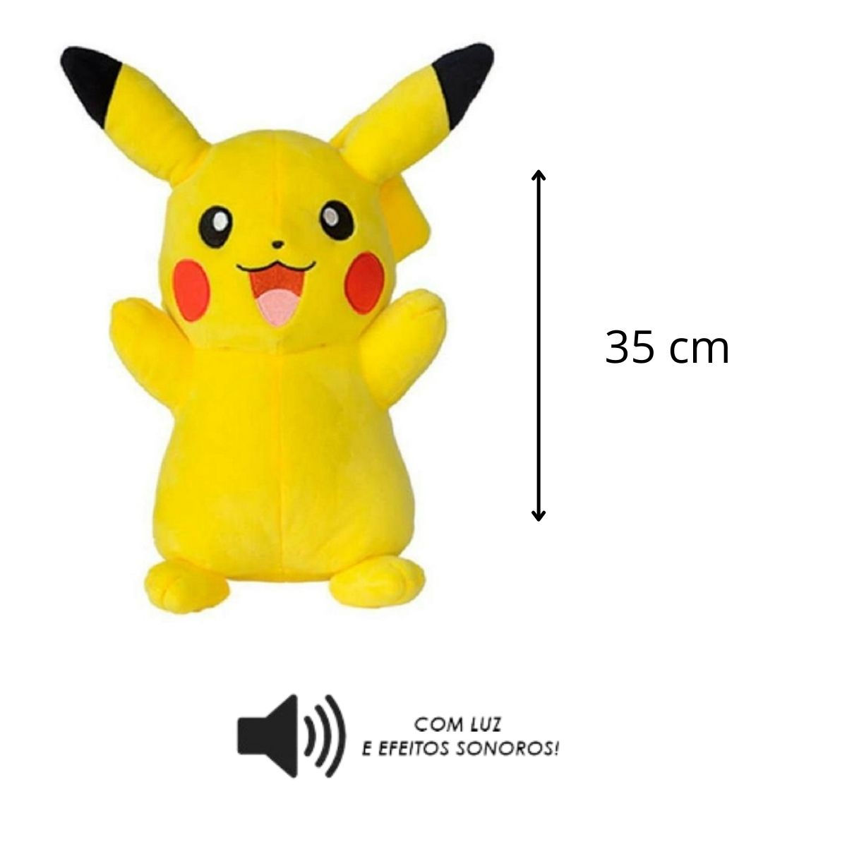 Pelucia Com Luz e Som - 20 Cm - Pokemon - Pikachu - Sunny - Ri Happy