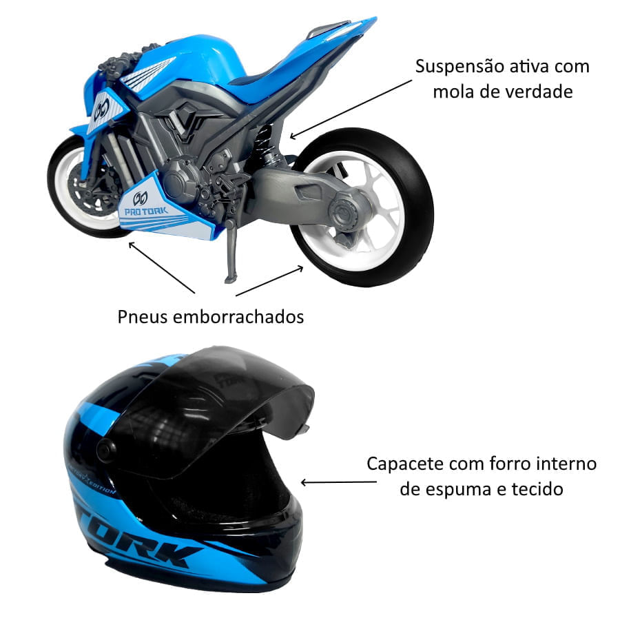 Brinquedo Infantil Motinha Moto Com Capacete Protork - Loja Zuza