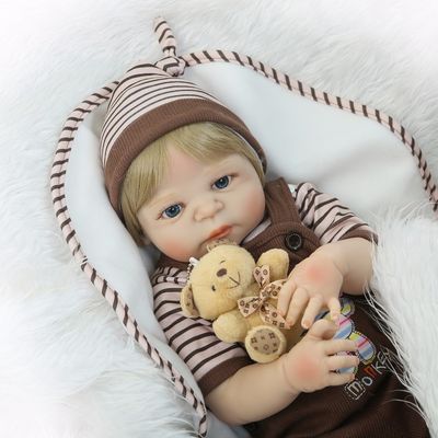 Boneco bebe reborn menino lindo todo silicone original 55 cm nova baby