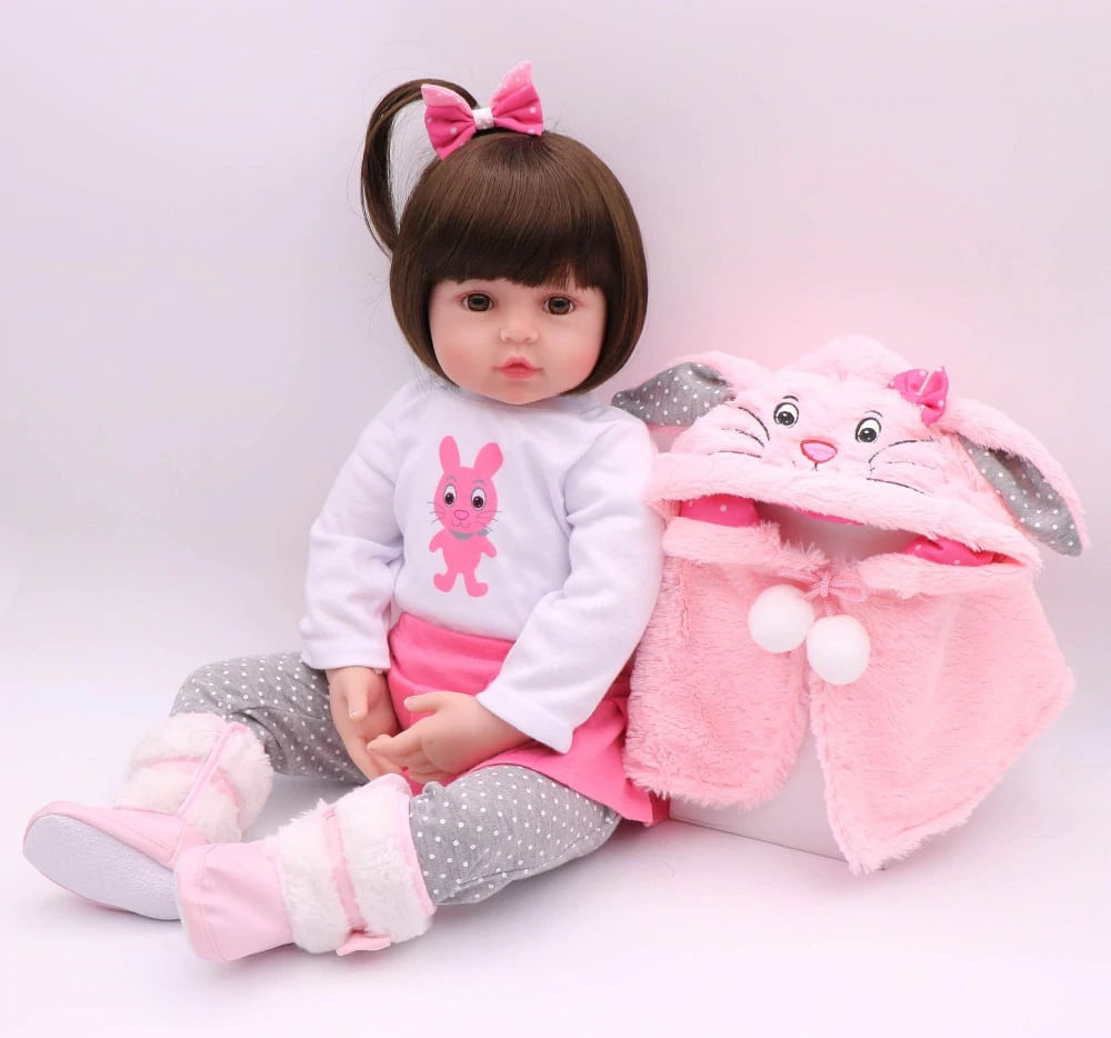 Boneca Reborn Bebe Reborn Menina 100% Silicone New Happy - Boneca