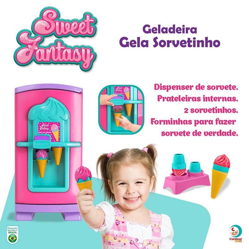 Geladeira Infantil - Sweet Fantasy - Gela Sorvetinho - Cardoso Toys