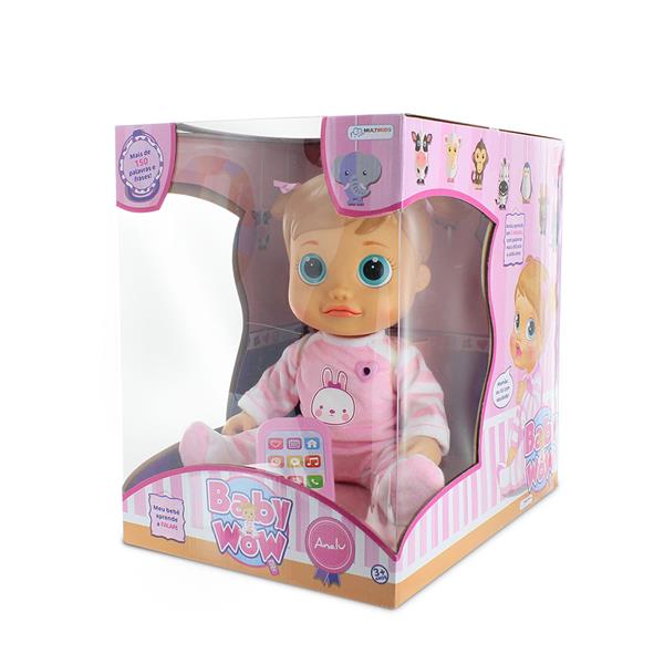 Boneca Bebê Falante Anjo Cachos Castanhos 50cm com 30 Frases - Ri Happy