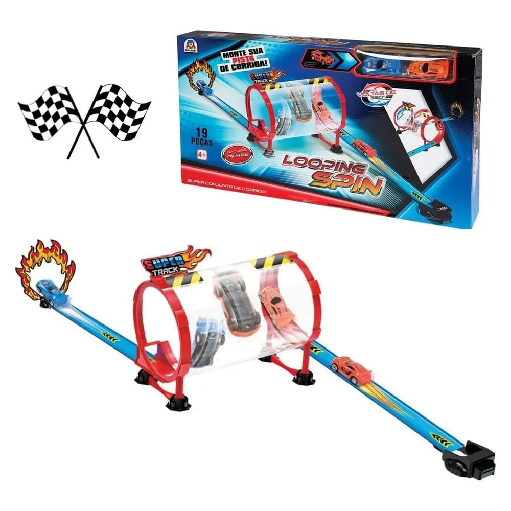 Pista Carrinhos Corrida Looping 360° Lançador Tipo Hotwheels