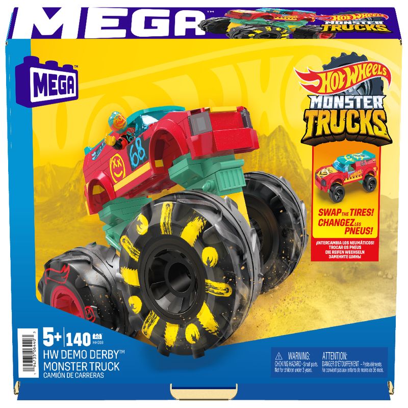 Blocos-de-Montar---Mattel---Hot-Wheels---Mega---Monster-Trucks---Demo-Derby---140-Pecas-2