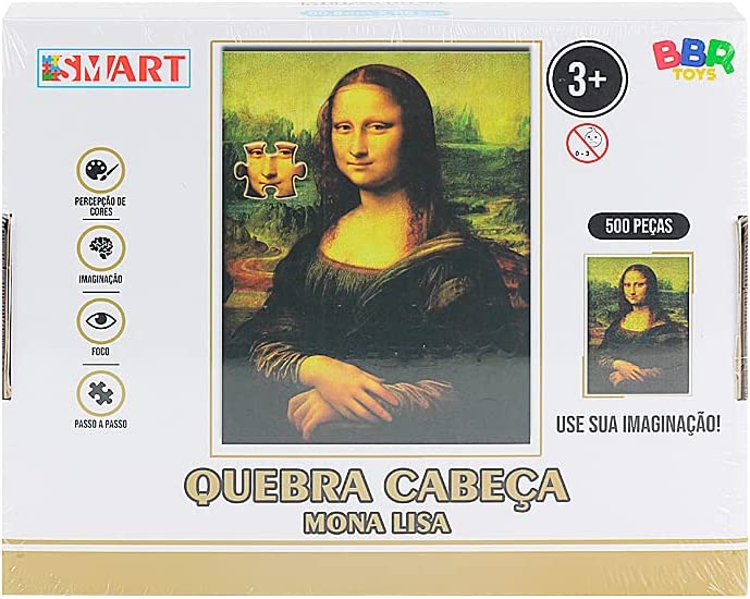 Quebra-Cabeça 500 Peças Puzzle Quadro Mona Lisa 50,8x36 cm em