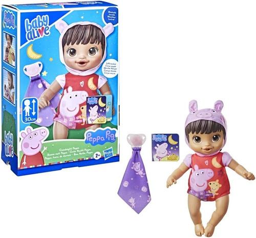 Boneca Baby Alive Boa Noite Peppa Pig Roupa De Dormir Morena