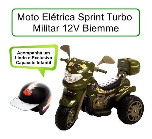 Moto Eletrica Infantil Grande 12v Sprint Turbo Com Capacete
