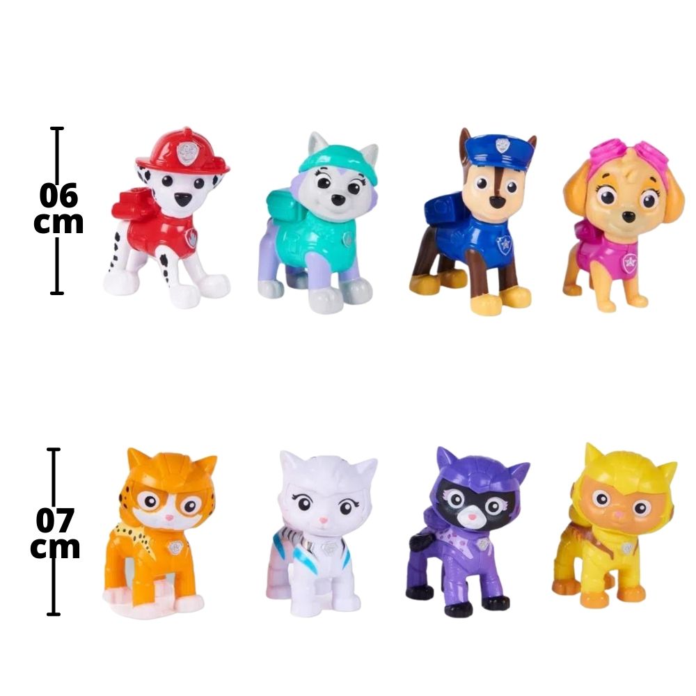 Bonecos Patrulha Canina Set 8 Figuras De Ação Cat Pack Sunny - Ri