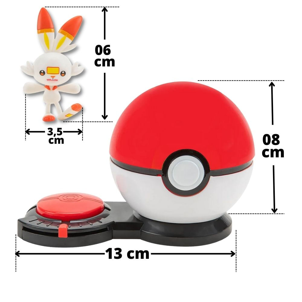 Pokemon - Figura 5cm Ataque Surpresa - Scorbunny + Poke Ball