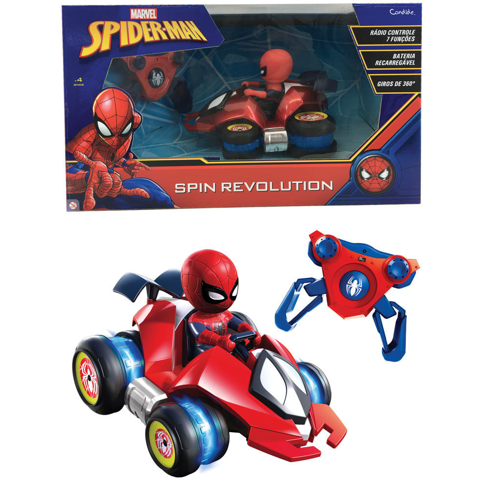 Veículo de Controle Remoto - Disney - Marvel - Homem Aranha - Spin  Revolution - Candide - Vermelho