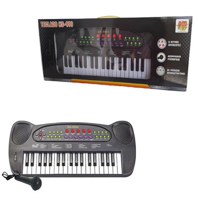 TECLADO INFANTIL PIANO COM MICROFONE GRAVADOR KARAOKE 37 TECLAS MUSICAL  ESTILO PROFISSIONAL Preto - Ri Happy