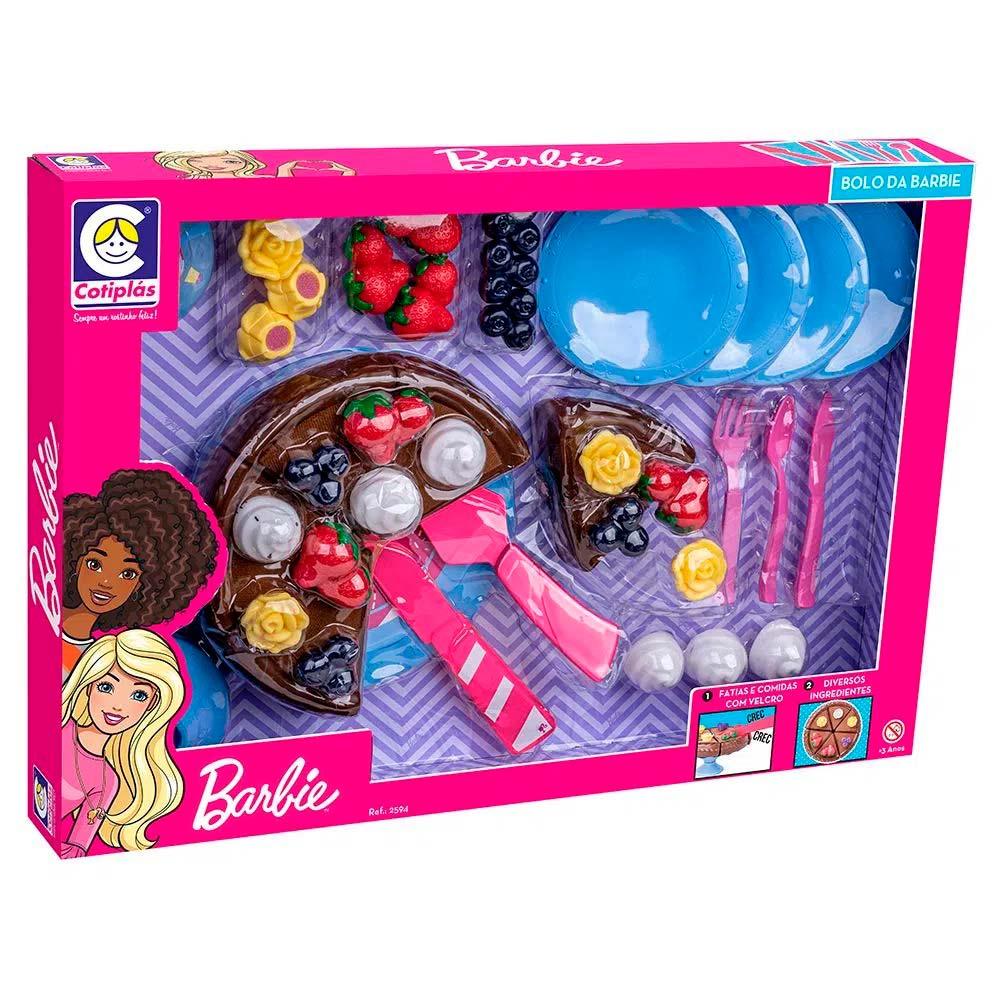 Kit Comidinha Infantil - Barbie - Bolo da Barbie - 40 Peças - Cotiplás - Ri  Happy