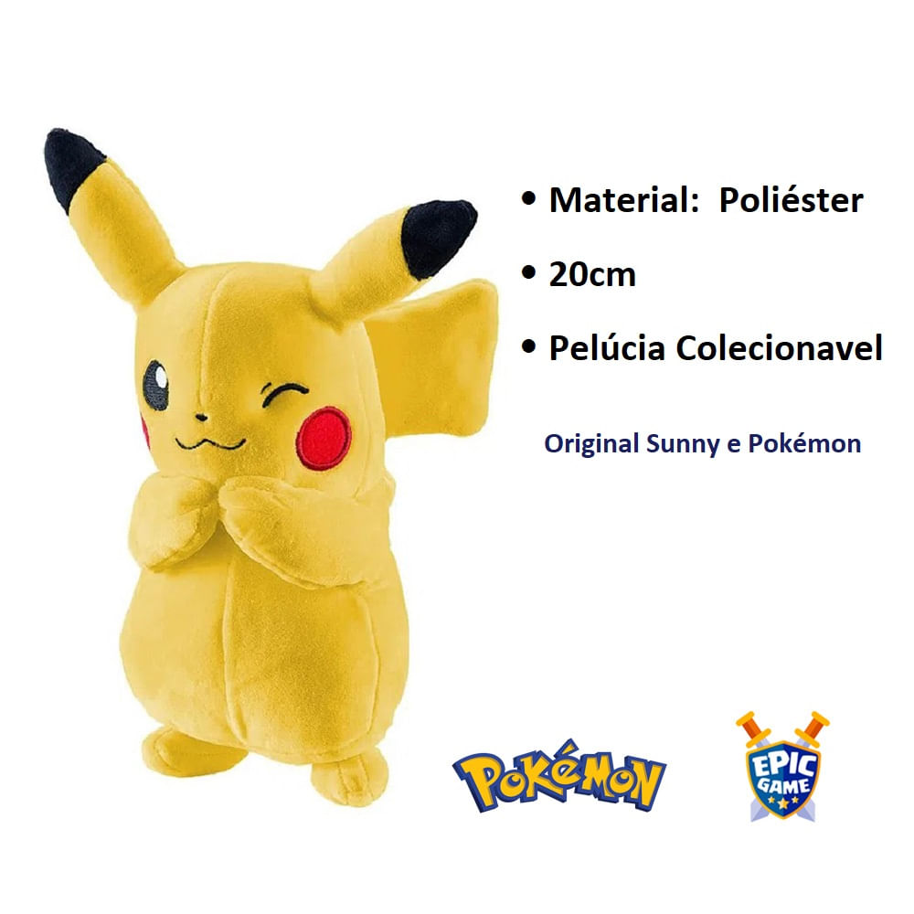 Pikachu, Brinquedo de pelúcia do desenho Pokémon, com 20 CM - Tomate Toy