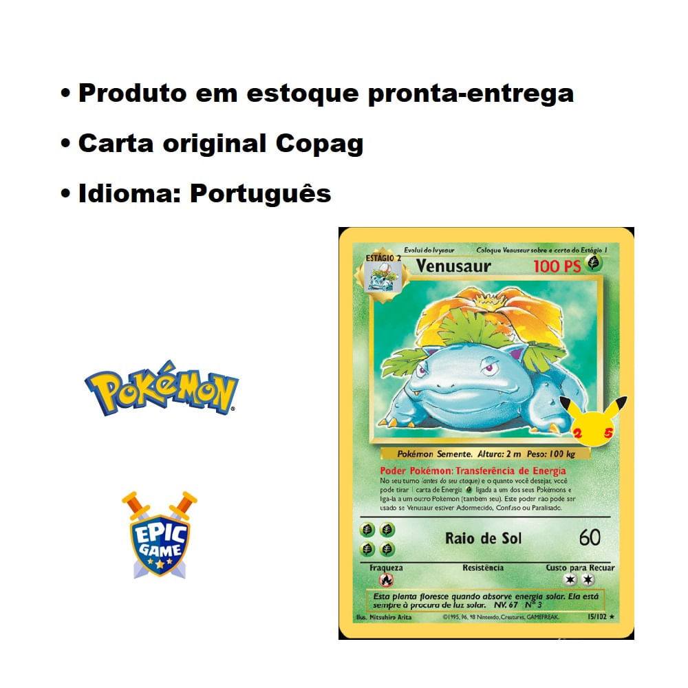 Venusaur Foil Celebrações Pokémon Carta Em Português15/102 - Ri Happy