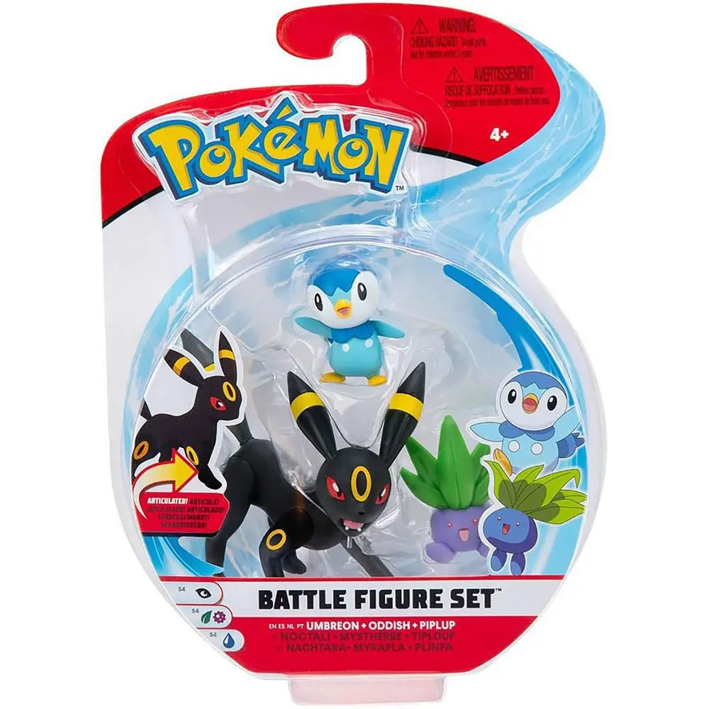 Set Pokémon 3 Figuras de Ação Umbreon, Oddish e Piplup - Ri Happy