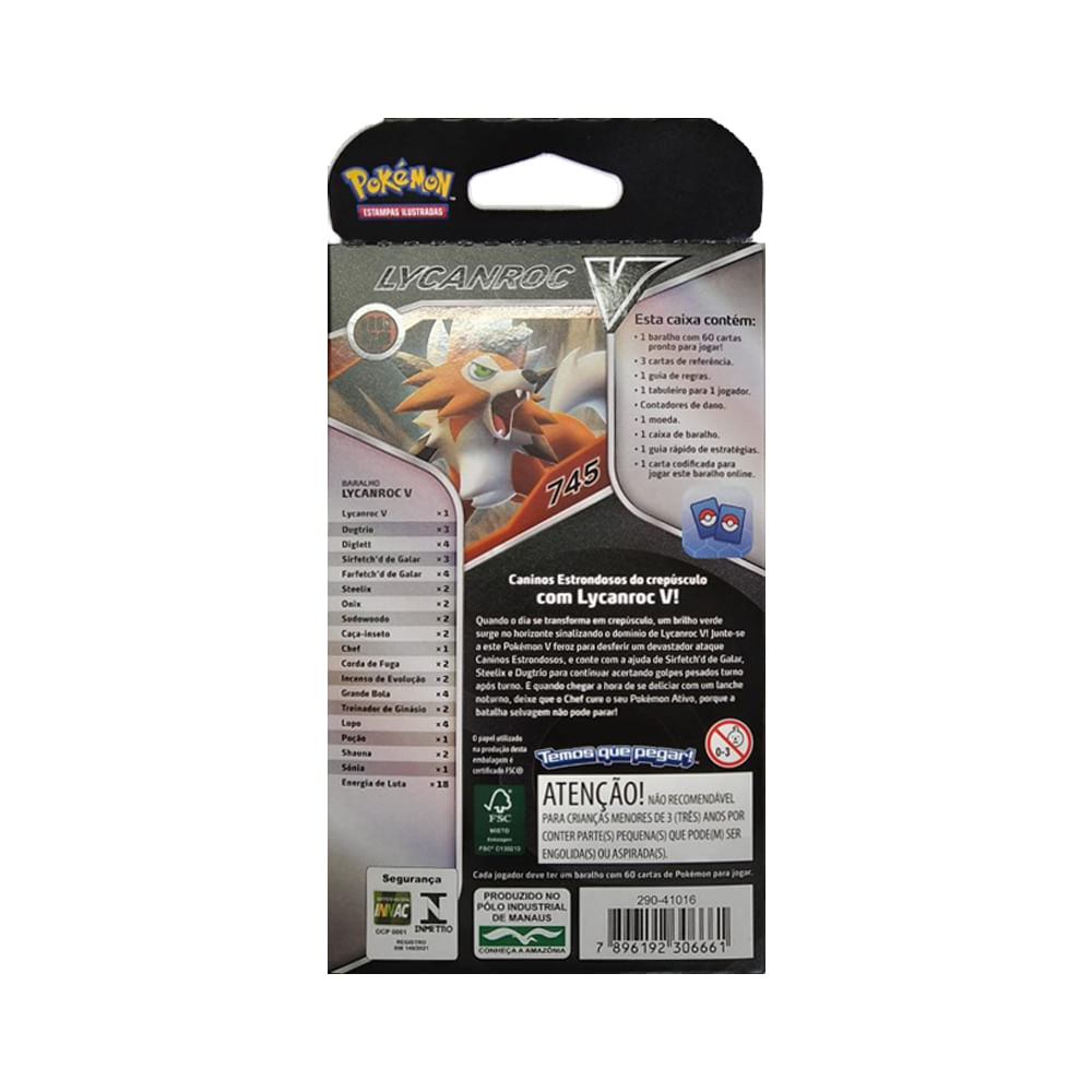 Jogo de Cartas - Cards - Pokémon - Baralho de Batalha V - Lycanroc