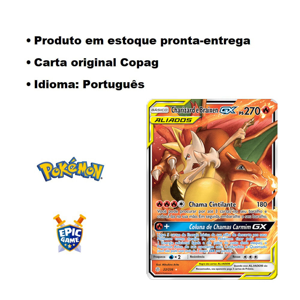 Carta Pokemon Charizard Gx 20/147 Cartinha Original Copag