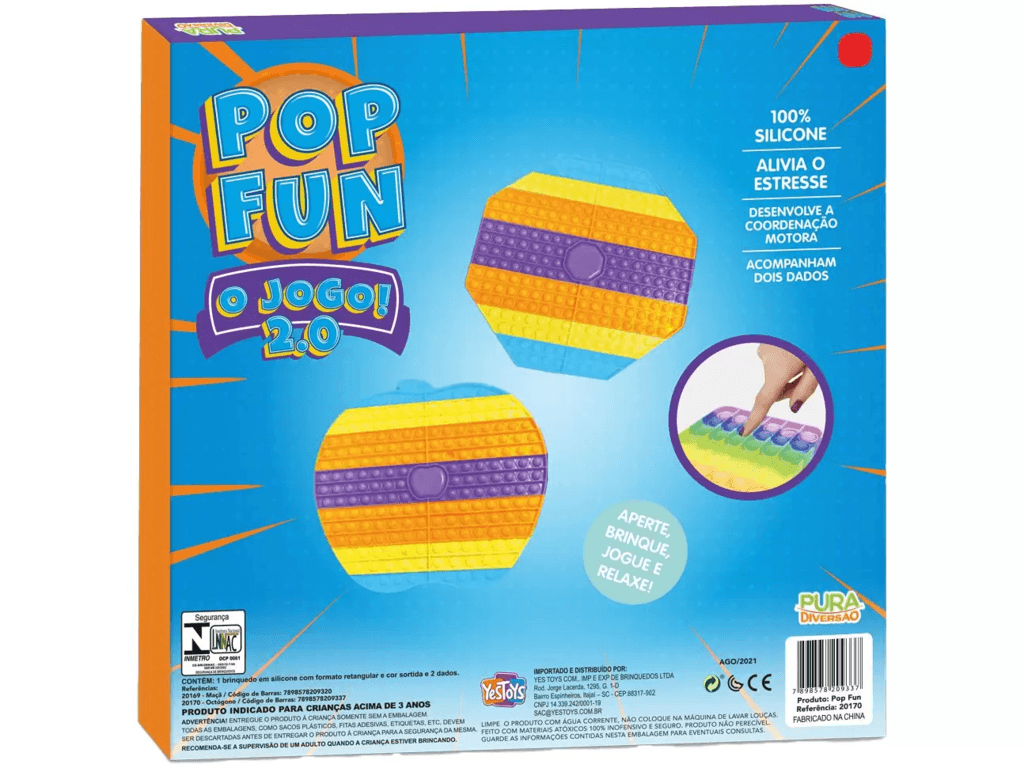 Fidget Toy Jogo Pop It Gigante Octogono Arco Iris - Yes Toys