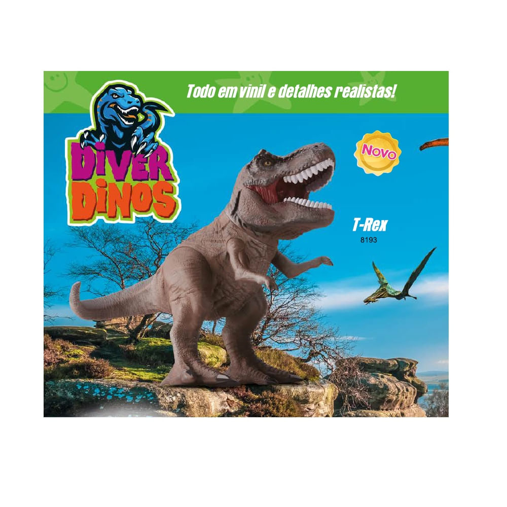 Dinossauro T Rex Em Vinil E Realista Diver Dinos Divertoys - Ri Happy