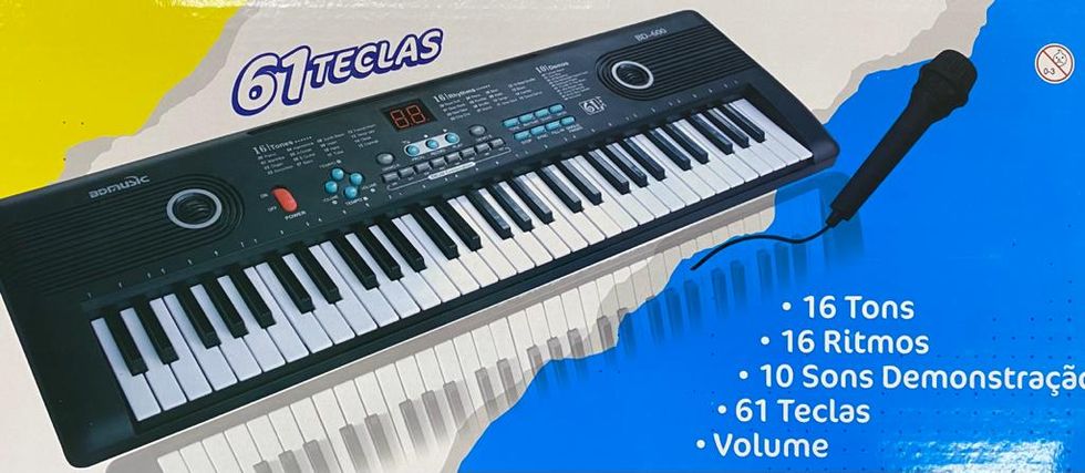 TECLADO MUSICAL INICIANTE 37 TECLAS C MICROFONE INFANTIL - Ri Happy