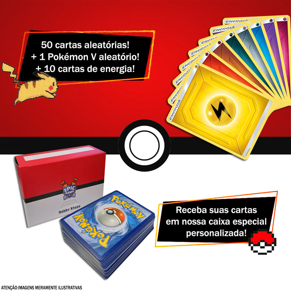 Lote 50 Cartas Pokémon Com Carta Ex Moeda Booster Aleatórias
