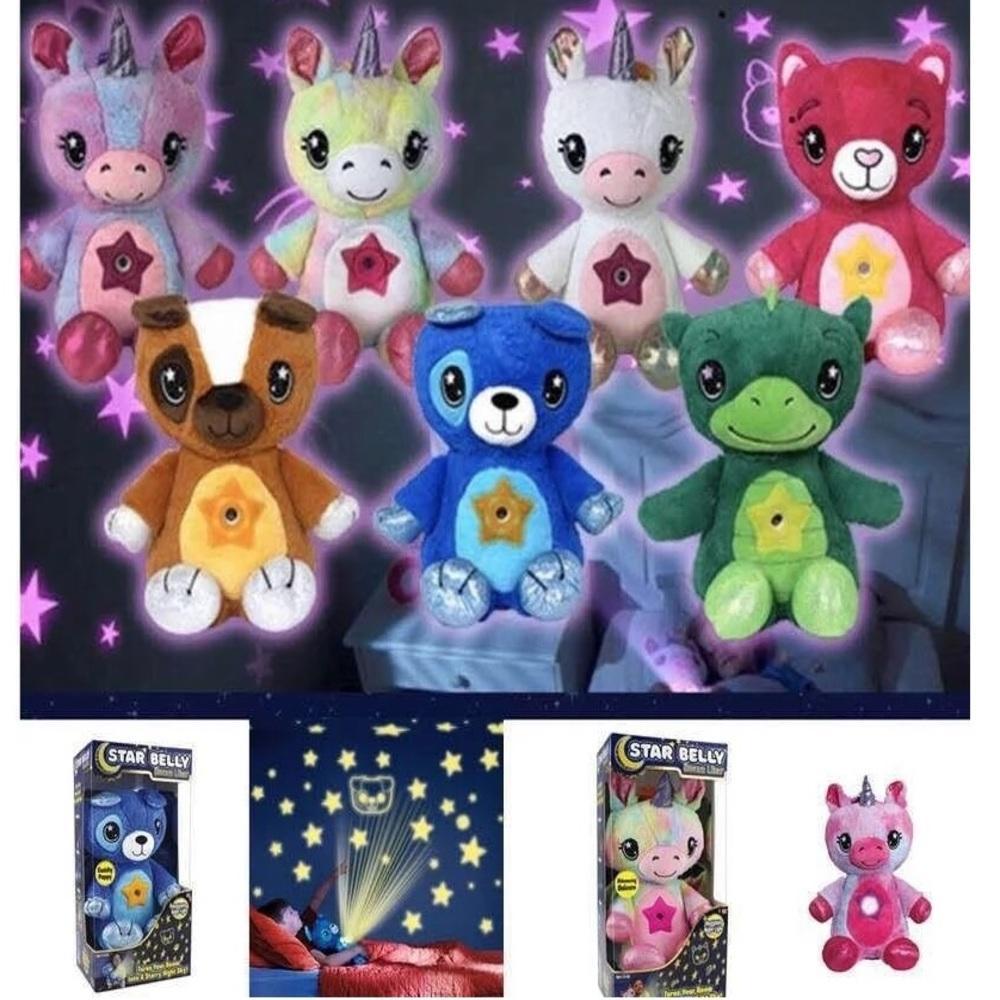 URSO SOM PROJETOR DE ESTRELAS LUZ E SOM PELÚCIA NOITE ILUMINADA BEBÊ CRIANÇA Rosa