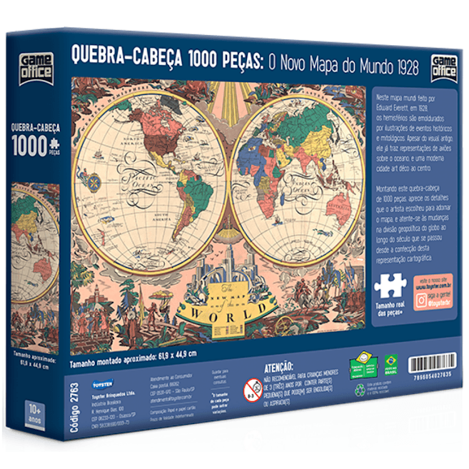Quebra-cabeça de 1.000 peças para adultos – Mapa-múndi vintage, jogo de  quebra-cabeças infantil : : Brinquedos e Jogos