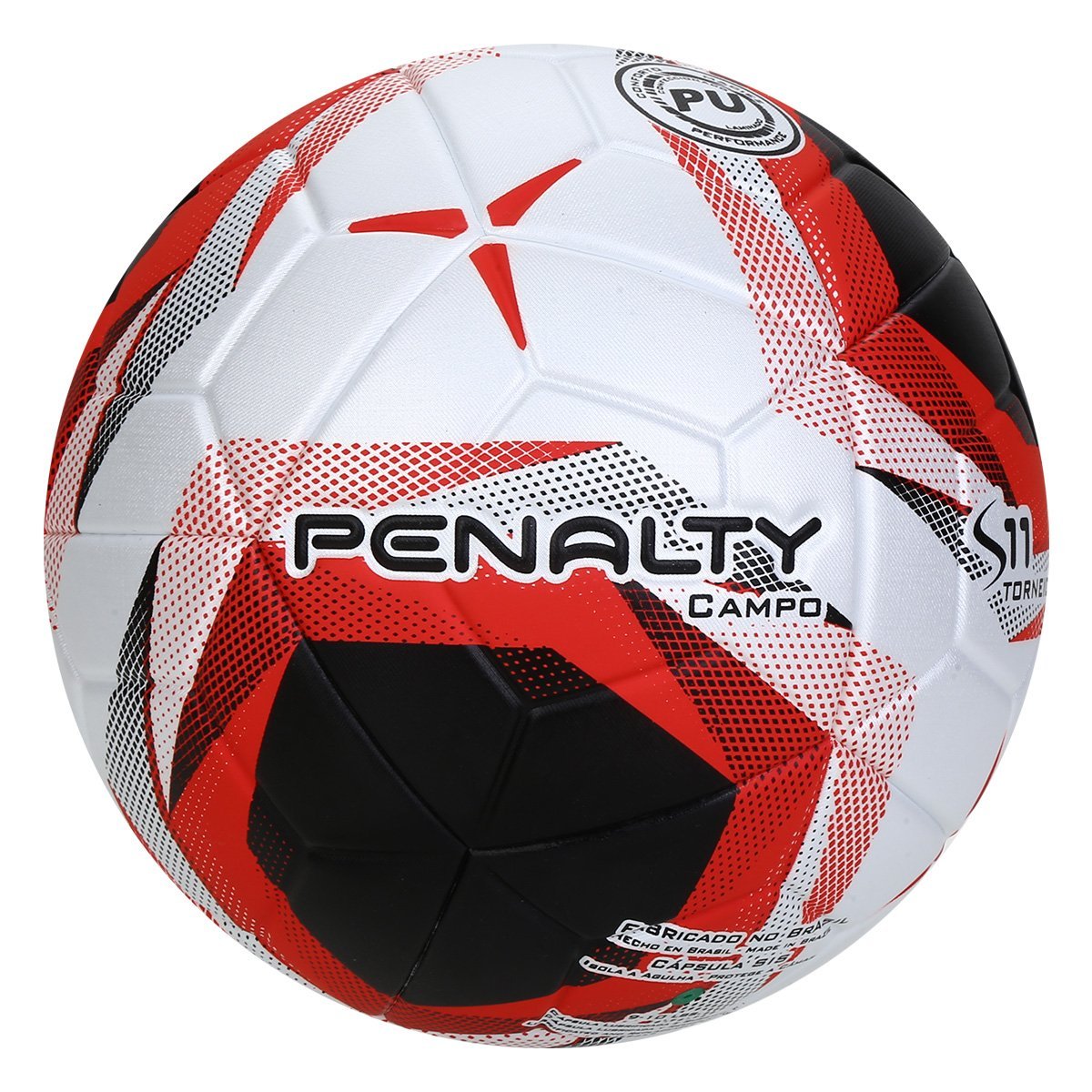 Bola de Futebol Campo Penalty S11 Torneio X - Branco+Vermelho - Ri