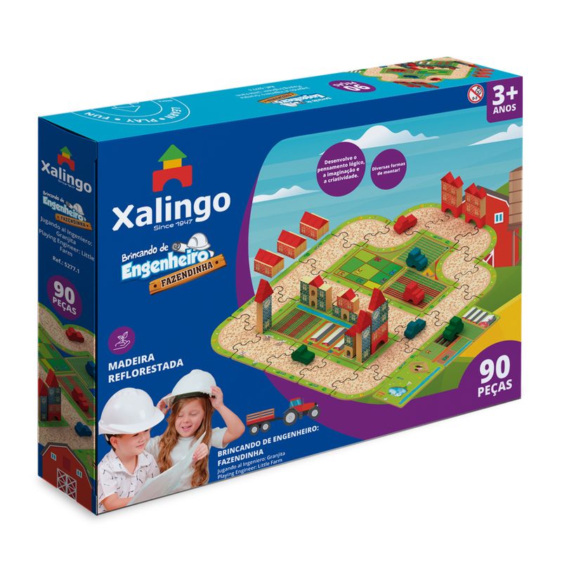 Conjunto-Blocos-De-Montar-E-Acessorios---Brincando-De-Engenheiro---Fazendinha---90-Pecas---Xalingo-1