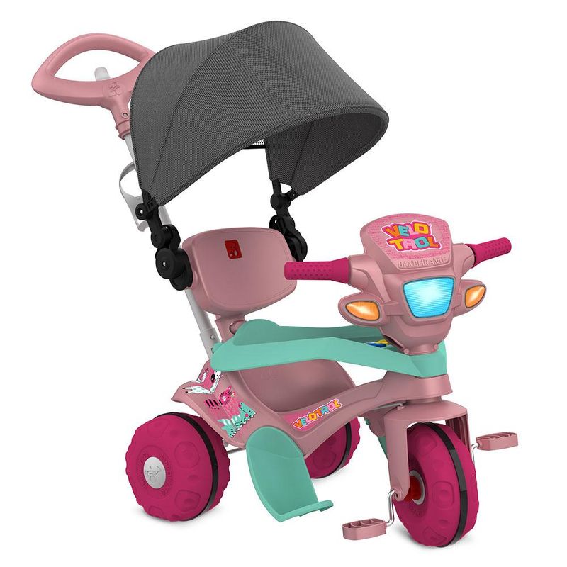 Triciclo Velotrol com Capota - Passeio e Pedal - Bandeirante - Rosa ...