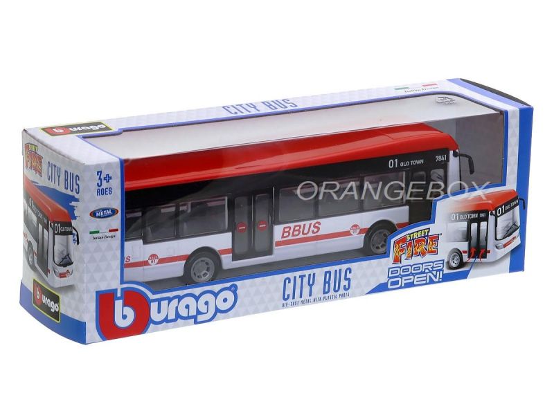 Onibus Urbano City Bus 1:50 Burago Vermelho