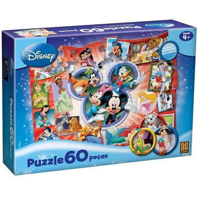 Jogo Quebra Cabeca Puzzle 60 Pecas Disney +4 Anos Grow - Ri Happy