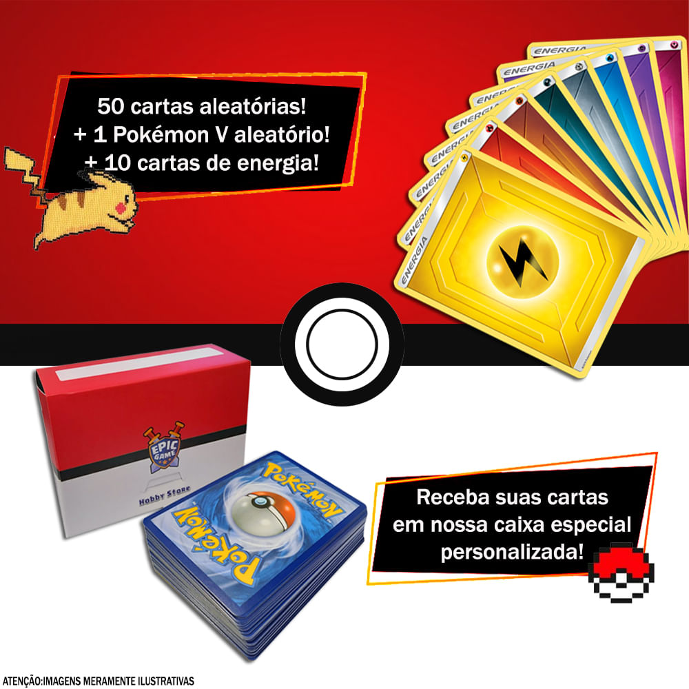 Lote Pack Pokémon 50 Cartas Aleatórias E Pokémon V Garantido - Ri