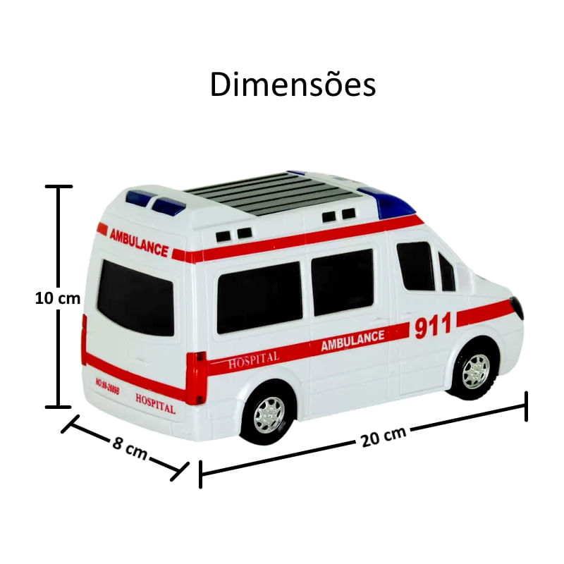 Ambulância de Brinquedo Infantil com Luzes Som Bate e Volta - Ri Happy