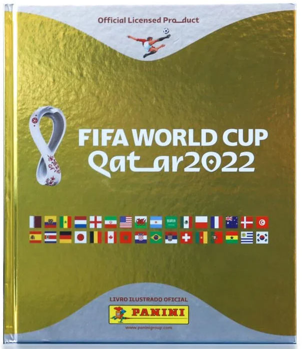 Kit Premium Álbum Da Copa Do Mundo Qatar 2022 Capa Dura Dourada 120 Pacotinhos Ri Happy 6479