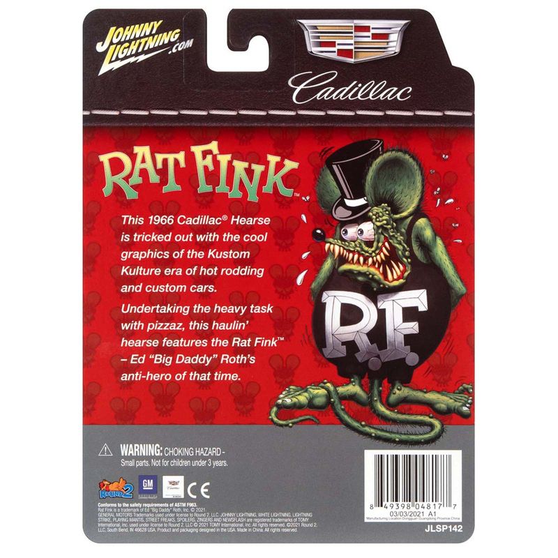 Miniatura - 1:64 - 1966 Cadillac Hearse - Rat Fink - Johnny
