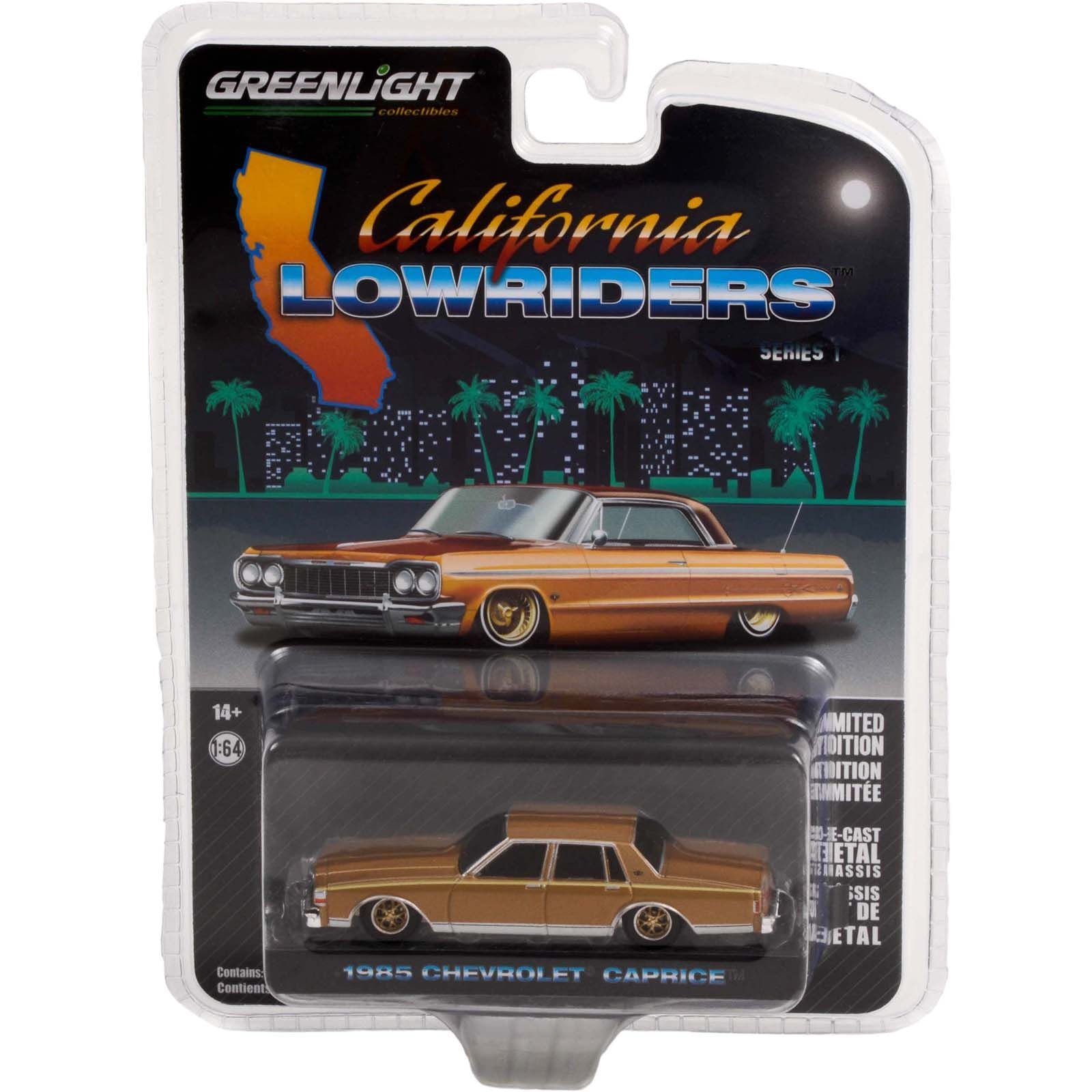 GREENLIGHT California Lowriders シリーズ2 Miniatura - 1:64 - 1985 Chevrolet Caprice Lowrider in Custom Gold